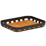 Bandeja retangular de servir com base em bambu Lume preto 35x29 cm 