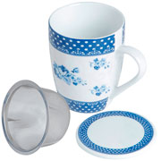 Caneca de porcelana super white com tampa e filtro 310 ml 