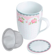 Caneca de porcelana super white com tampa e filtro 310 ml 