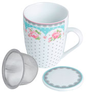 Caneca de porcelana super white com tampa e filtro 310 ml 