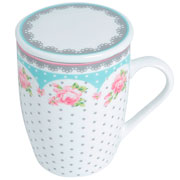 Caneca de porcelana super white com tampa e filtro 310 ml 