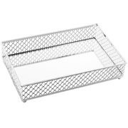 Bandeja de metal espelhada Barcelona prata 21x13 cm 