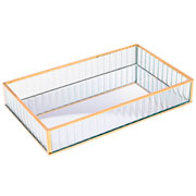 Bandeja de metal retangular espelhada dourada 25x15 cm 