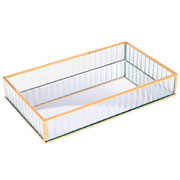 Bandeja de metal retangular espelhada dourada 20x30 cm 