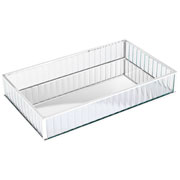 Bandeja de metal retangular espelhada prata 25x15cm 