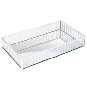 Bandeja de metal retangular espelhada prata 20X30 cm 