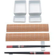 Conjunto para sushi de bambu e cerâmica Kyoto 10 peças 