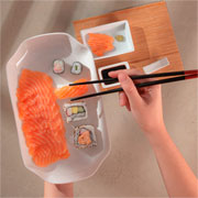 Conjunto para sushi de bambu e cerâmica Kyoto 10 peças 