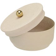 Caixa de metal redonda decorativa creme 10x07 cm 
