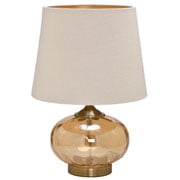 Abajur de metal cúpula de linho bivolt dourado 36x52 cm. 