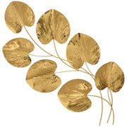 Adorno de metal Folhas para parede dourado 94 cm 