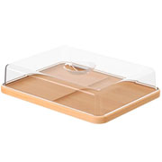 Porta frios em bambu com tampa de acrilico Brisa bege 24x18 cm 