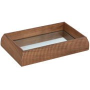 Bandeja de madeira espelhada borda chanfrada marrom 23x13 cm 