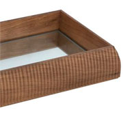 Bandeja de madeira espelhada borda chanfrada marrom 23x13 cm 