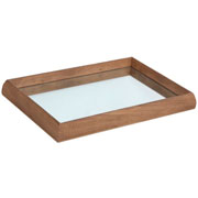 Bandeja de madeira espelhada borda chanfrada marrom 45x30 cm 