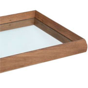 Bandeja de madeira espelhada borda chanfrada marrom 45x30 cm 