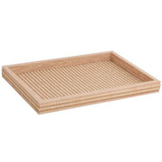 Bandeja de MDF revestida em palha trançada bege 45x30 cm 