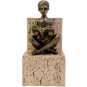 Aparador de livro de pó de pedra menino cobre 14x09 cm 