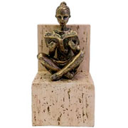 Aparador de livro de pó de pedra menina cobre 14x09 cm 