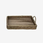 Bandeja de palha cestaria trançada com alça 35x25 cm 