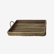 Bandeja de palha cestaria trançada com alça 50x35 cm 