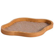 Bandeja de MDF orgânica trama Entre fios bege e branco 35x23 cm 