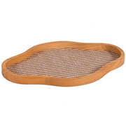 Bandeja de MDF orgânica trama Entre fios bege e branco 40x28 cm 