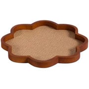 Bandeja de MDF flor trançado revestido de linho bege 33 cm 