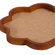 Bandeja de MDF flor trançado revestido de linho bege 33 cm 