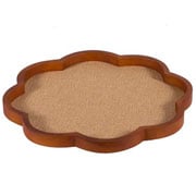Bandeja de MDF flor trançado revestido de linho bege 37 cm 