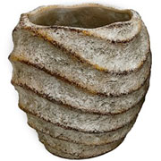 Cachepot em cimento ondas bege 12x14 cm 