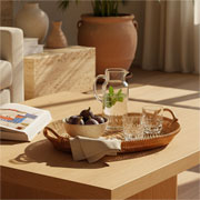 Bandeja de palha oval caramelo 91x69 cm 
