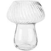 Castiçal de vidro cogumelo transparente 16x10 cm. 