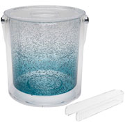 Balde para gelo com pegador em acrílico bolhas azul 20x19 cm 