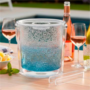 Balde para gelo com pegador em acrílico bolhas azul 20x19 cm 