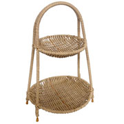 Suporte para doces em fibra sintética bege com dois andares 32x22 cm 