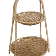 Suporte para doces em fibra sintética bege com dois andares 32x22 cm 