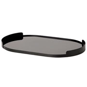Bandeja de Metal Oval com Vidro Preto 43x26 cm 
