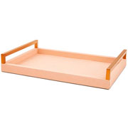 Bandeja de MDF com alça em metal bege 40x27 cm 
