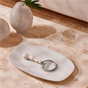 Bandeja em cerâmica off white 40,5x23x03 cm 