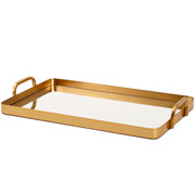 Bandeja de Metal Espelhada com Alça Dourada 43x25 cm 