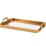 Bandeja de Metal Espelhada com Alça Dourada 38x22 cm 