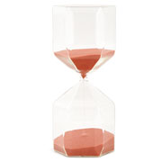 Ampulheta de vidro geométrica areia rosa 60 minutos 09x22 cm 