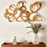 Adorno de Metal de Parede Dourado 51x98 cm 
