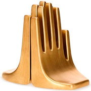 Aparadores de Livros de Poliresina Mãos Dourado 15x8,5x14 cm 