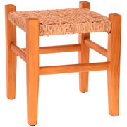 Banco de madeira e fibra natural marrom 41x35 cm 