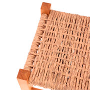 Banco de madeira e fibra natural marrom 41x35 cm 