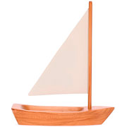 Escultura de madeira barco veleiro bege 30x25 cm 