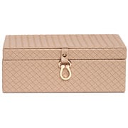 Caixa em MDF revestido em PU trançado bege 25x16 cm. 