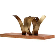 Escultura em MDF e metal Espiral ouro velho 38x16 cm 